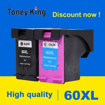 Toney King Съвместима за HP 60 XL мастило касета за HP 6060xl Deskjet F2480 F2420 F4480 F4580 F4280 Photosmart C4640 C4650