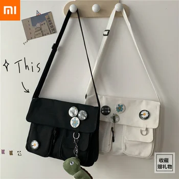 Xiaomi Холщовая диагонално чанта през рамо, младежта модни и ежедневни версия, женствена чанта с голям капацитет, однотонная дамска чанта-месинджър