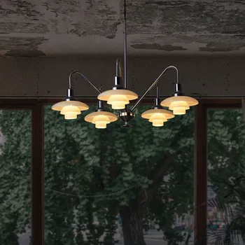 Датски висящи лампи във формата на летяща чиния, модерен минималистичен дизайн, стъклена лампа за дневна, спалня, маса за хранене, полилей E27