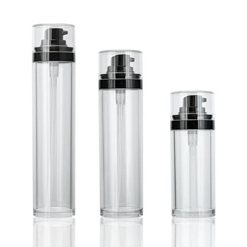 50 мл, 80 мл, 100 мл, е прозрачна бутилка от РЕТ-пластмасови за еднократна употреба, черен помпа за лосион, прозрачен капак, козметичен опаковъчен контейнер 10 бр.