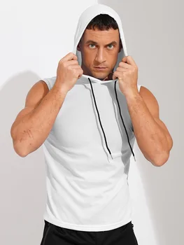 Мъжки модни hoody без ръкави, спортна жилетка с качулка, hoody, ежедневни тениска, риза за практикуване на джогинг, фитнес