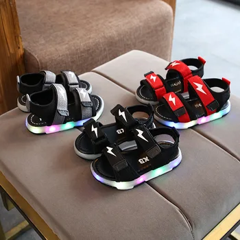 2023 Нови модни детски сандали с led подсветка, детски летни светещи спортни сандали за момчета и момичета, светеща мека плажната обувки, sandalias