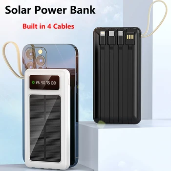 30000mAh Слънчев Банка за Захранване на Преносими Зарядно Устройство външна Батерия за iPhone 14 13 X Samsung S22 Xiaomi Цифров Дисплей Powerbank