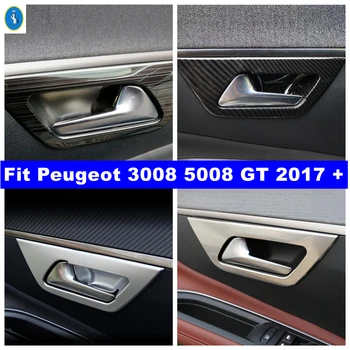 Вътрешна дръжка врата на колата, рамка купата, накладки за Peugeot 3008 5008 GT 2017-2023, въглеродни влакна /матиран/черен мат /сребърен