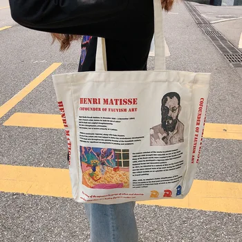 Ins ретро холщовая чанта студентска литературна личност печат чанта през рамо с голям капацитет чанта за защита на околната среда и женствена чанта