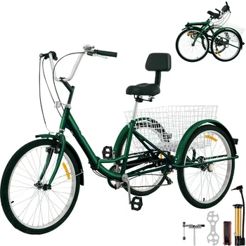 Сгъваема Триколка за възрастни и 26 на Колелата, 7-Способи за Триколка на 3 колела, Цветни Велосипед с Кошница, Преносими и Сгъваеми Велосипеди за възрастни Ex