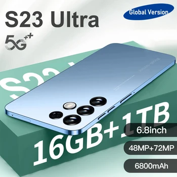 Нов смартфон S23 Ultra telefone 6,8 HD 6800 mah, 16 + 1 TB, мобилни телефони, помещение 48 Mp + 72 Mp, 5G, отключване на мобилни телефони