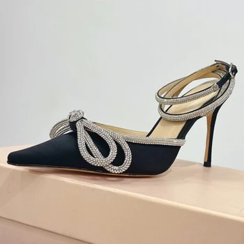 Дамски сандали 2023 летни нови уникални дизайна на най-високо от пеперуда и възел, обувки-лодка с остри пръсти, модерен, палав женски обувки