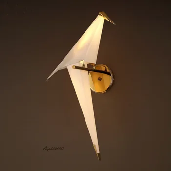 Скандинавска лампа във формата на птици, светва led дизайнерски стенен лампа