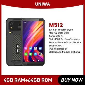 Смартфон UNIWA M512 5,7-инчов Мобилен Телефон Android 12 13MP IP65 4100mAh 4GB + 64GB Восьмиядерный Мобилен телефон
