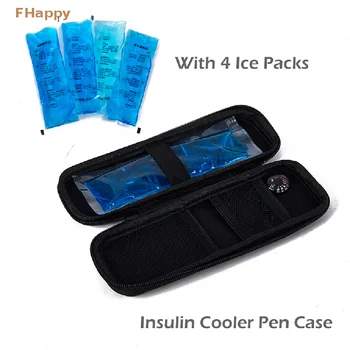 Чанта-хладилник за инсулин, бокс-хладилник за медикаменти с 4 пакети лед, преносима чанта за охлаждане на инсулин, калъф за инсулин, органайзер за пациенти с диабет