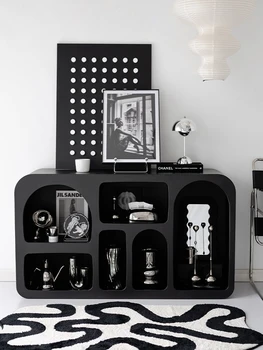 Черно домакински входната шкаф шкаф за съхранение на прост, модерен шкаф за съхранение на дисплея декоративен шкаф