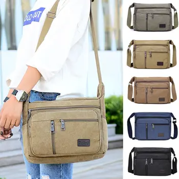 Бизнес чанта в ретро стил, за отдих на открито, холщовая чанта с голям капацитет, най-простата версия, чанта през рамо, диагонално помещение, чанта за мъже, мъжки чанти