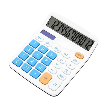 Мека клавиатура Настолен калкулатор Чувствителна бутон за обучение в офиса, модул за обучение студент, с голям LCD дисплей, 12-цифрен математически канцеларски материали