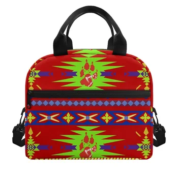 FORUDESIGNS/ Дизайн с геометричен племенни модел, дамски термосумка за обяд, лека изолация, стилен эстетичные чанти за обяд