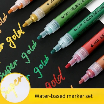 8 цвята Метална цветова система, набор от маркери на водна основа, детска модел, раскрашенная ръчно, дръжка-живопис, художествени канцеларски материали