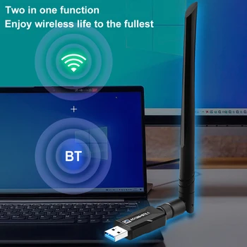 Мрежова карта с wi-ключът 1300 М, двойна лента USB адаптер Wi-Fi На 2,4 G / 5,8 G, съвместим с Bluetooth 5.1 за настолен КОМПЮТЪР, лаптоп