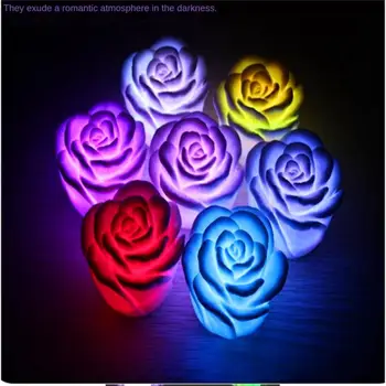 Романтична променящата led плаващ рози цвете Свещ лека нощ Сватбена украса на фестивалната фенер Събитие Парти Начало декор на Светлина