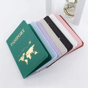 Проста кожена корица за паспорт, модерен тънък титуляр за пътни карти, портфейл за паспорт, калъф за паспорт унисекс