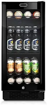 BBR-801BG Вградени Хладилници за напитки от черно Стъкло капацитет от 80 кутии с обем 3,0 куб. фута, Сребристо-80 кутии, Сребрист