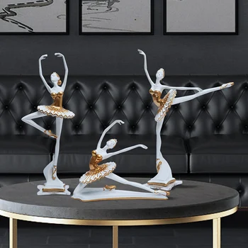 Статуетка от смола с участието на скандинавски балет момичета, офис, магазин, мебели за кабинет, уютна всекидневна, настолни фигурки, занаяти