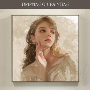 Талантлив художник, ръчно рисувани, красива женска фигура, картина с маслени бои върху платно, младо момиче от Европа, маслени бои за декорация на стените
