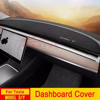 Tesla Модел 3 Y Покриване на арматурното табло Анти-UV Подложка За Арматурното табло Протектор Козирка Централна Конзола Антибликовая Накладки, Автомобилни Аксесоари 2023 2021 2022