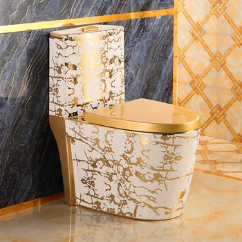 Тоалетна чиния с покритие покритие от злато, керамичен моноблок, цветен моноблок, достъпни луксозен стил, френски, Италиански, европейски стил, луксозно злато