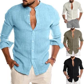Мъжки ризи с дълги ръкави, свободни тениски, однотонная градинска дрехи, блузи, потници за лятото и пролетта