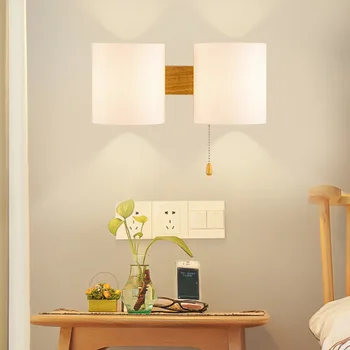 Креативен стенен лампа от масивно дърво, модерна и лесна лампа за всекидневна, коридор, тераси, led дървена нощна лампа за спални
