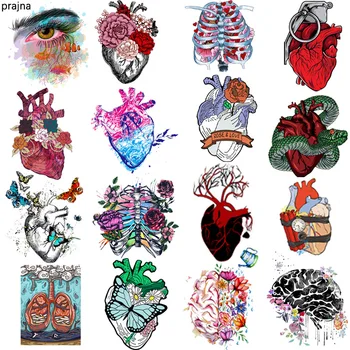 Теплопередача във формата на сърце в стил пънк, цвете, на черепа, на лигавицата на ютията за дрехи, термопередача в стил Ван Гог, етикети за гладене на дрехи със собствените си ръце