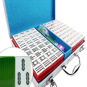 Комплект от 144 номерирани плочки за mahjong M33LH-1, меламиновый китайски комплект, зелен