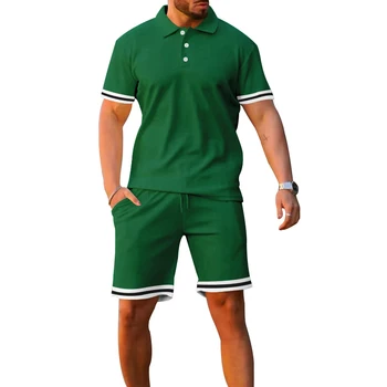 Лятна мъжка тениска с къси ръкави и къси комплекти, мъжки къси панталони, отгоре с ръкав и панталони, ярък цветен дишащи дрехи, ежедневни градинска облекло