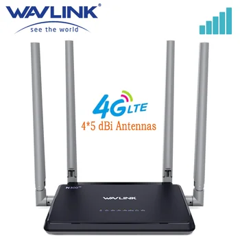 Wavlink WiFi Рутер LTE 4G Рутер 300 Mbit/с Начална Точка за Достъп RJ-45 Четири Антена 5dBi WAN LAN Модем Безжичен CPE Със слот За СИМ карта