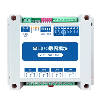 Мрежов модул входно-изходни Modbus RTU Control RS485 със Сериен порт 2DI + 2AI + 4DO MA01-AACX2240 с 4 Изходни изходи за PLC