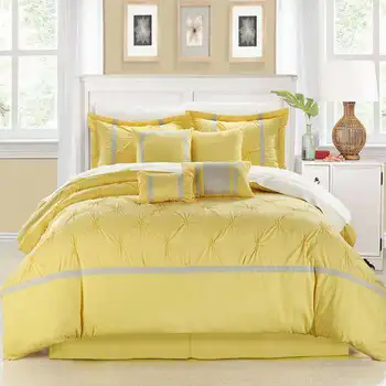 Комплект стеганого одеяла в ивица с гънки Veronica от 12 теми , жълт