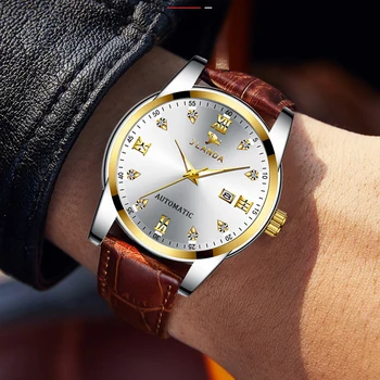 Нови бизнес-автоматични механични часовници, луксозно ежедневното рокля, мъжки ръчен часовник в стил милитари часовници, спортни часовници с автоматично екран датата, мъжки часовник