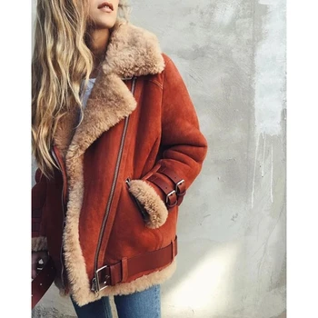Дебела вълнена топло палто, дамска есенно-зимна приталенная яке от изкуствена кожа, модни дрехи за жени, якета, ежедневни градинска облекло