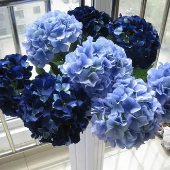 5 бр. коприна хортензия тъмно сини сватбени цветя Високи централни елементи на сватбената маса, декорация за дома, изкуствена хортензия