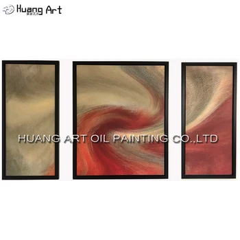 Абстрактна спирала живопис с маслени бои ръчно изработени върху платно от Skill Painter, модерна червена група маслени картини на удобства, домашен стена на изкуството