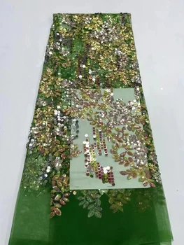 Африканска лейси плат 2023, висококачествено френско тюлевое сетчатое дантела с разноцветни пайети, нигерийски дантелени платове за булчински на шиене