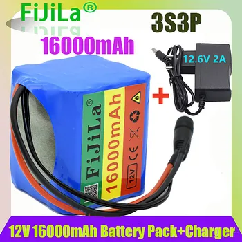 3s3p12V16Ah batterie pack 18650 lithium-ionen12V16000mAhDC12,6Vsuper großekapazitätwiederaufladbarebatteriemit BMS + ladegerät
