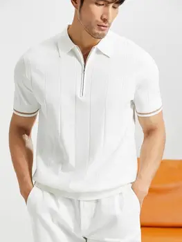 Мъжки памучни ризи поло с бродерия, ежедневни обикновен мъжки поло Slim Fit, нова лятна модна марка мъжки дрехи R126