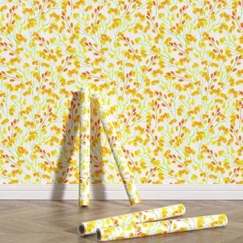 Есенни жълти листа Стикер на мебелен шкаф Елегантен водоустойчив винил сменяеми тапети Ретро Връзка с хартия за декор на стаята