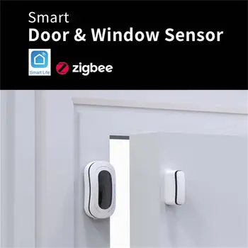 Sasha Zigbee, магнитен сензор за врати и прозорци, аларма, акумулаторна, интелигентен дом, защита на сигурността, дистанционно управление Smart life