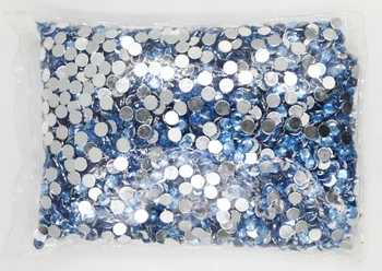 Лейтенант син сапфир цвят 1,5 ~ 12 mm, с плоска задна част, кръгли акрилни кристали, 3D акрилни дизайн нокти / украса на дрехи