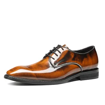Мъжки обувки кожени Оригинален, нестандартен, пролет-есен, лято, висококачествени мъжки обувки от естествена телешка кожа, дантела, модел обувки, мъжки обувки
