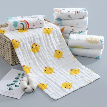 Мек муслиновый носна кърпичка за новородени, памучно кърпа за хранене с анимационни герои, престилки, впитывающая слюнка плат за оригване, детски неща 25x50 см