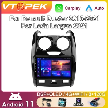 Vtopek 2 Din Android Авто Радио Мултимедиен Плеър За Renault Duster 2015-2021 За LADA Largus 2021 GPS Навигация Carplay 4G