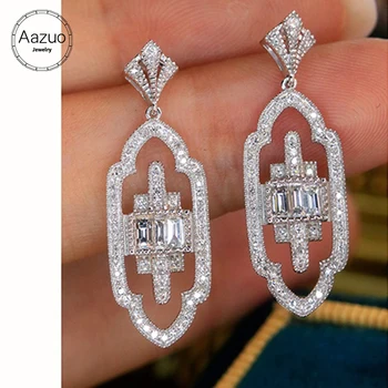 Aazuo престижни бижута от чисто бяло злато 18 Карата, истински диаманти 0,64 карата, обеци с благородна благодат, подарък за жени, за сватба, рожден ден